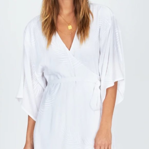 Amuse Society To the Tropics White Wrap Dress - Picture 1 of 2